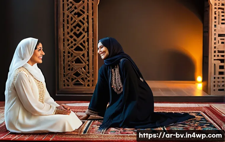 커뮤니케이션의 품질을 높이는 방법 - **Prompt 1: Empathetic Listening in an Arab Setting**
    A warm and intimate scene inside a beautif...
