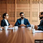 소통에서 발생할 수 있는 편견 다루기 - A diverse group of multicultural professionals engaged in an open and respectful discussion around a...